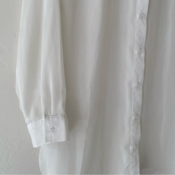 Como Vintage Sheer Long White Button Down Size Small - Picture 3 of 11